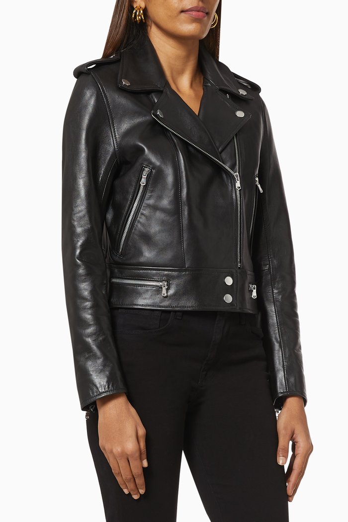 

Cropped Jacket in Leather, Black
