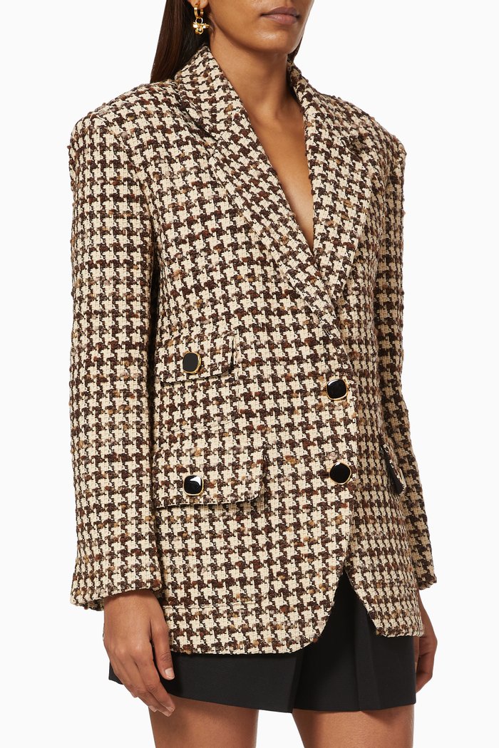

Houndstooth Suit Jacket in Tweed, Brown