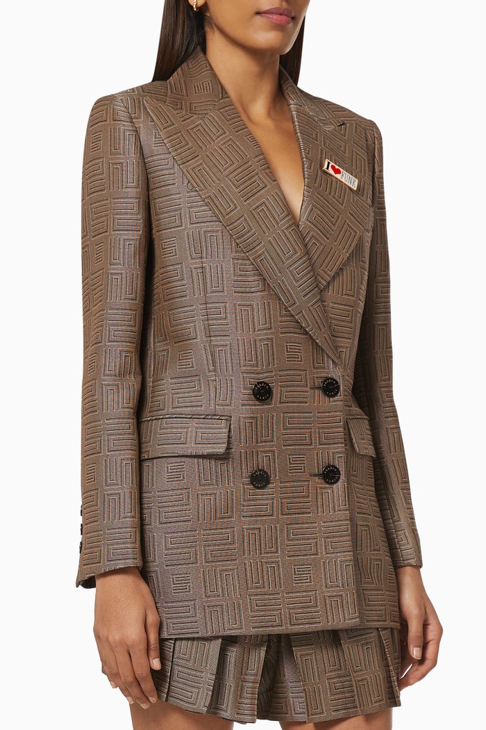 

Double Breasted Blazer in Viscose, Brown