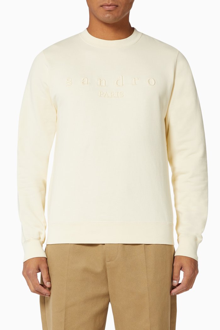 

Logo Embroidery Sweatshirt in Cotton Fleece, White