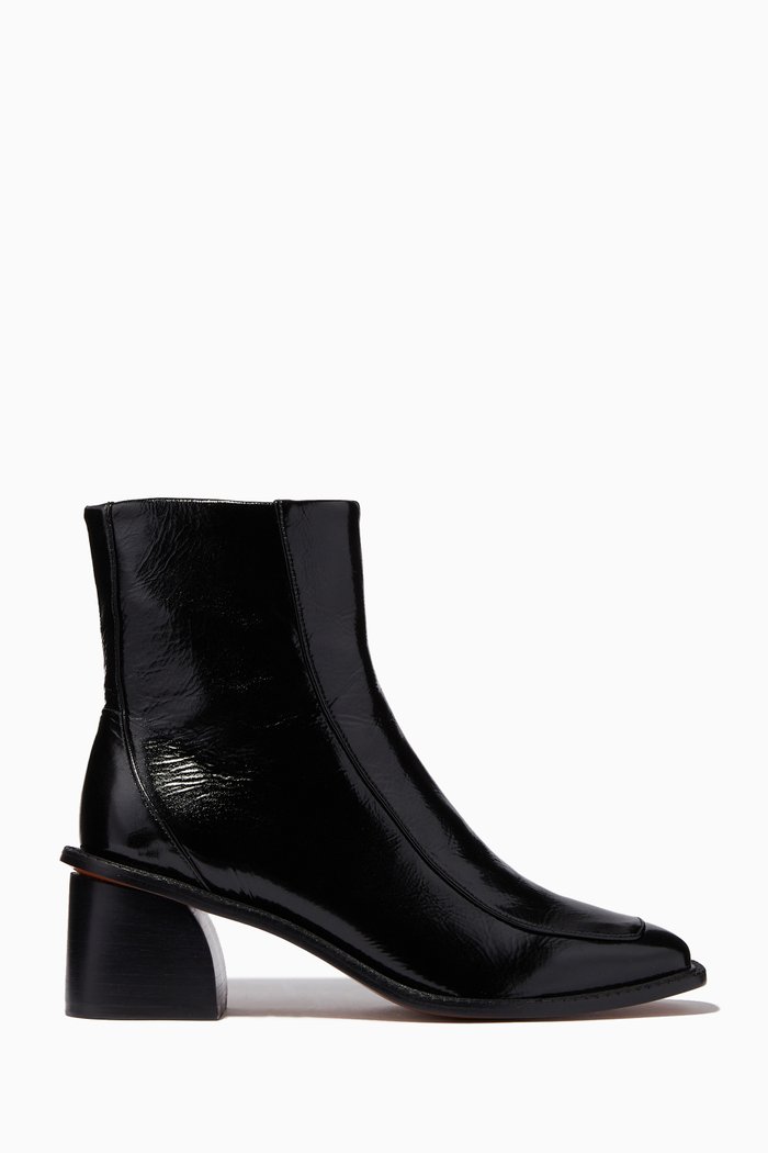 Ankle Boots in Patent Leather, Black