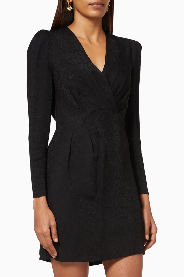 Python Jacquard Mini Dress in Viscose, Black