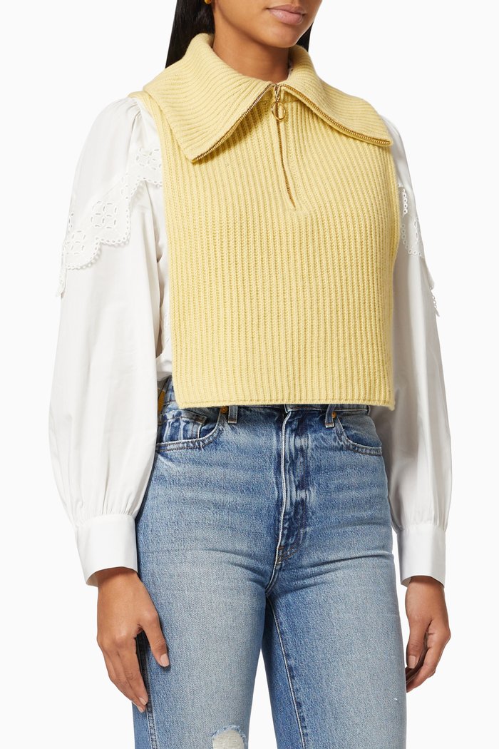 

Trucker Snood in Ribbed Knit, Yellow
