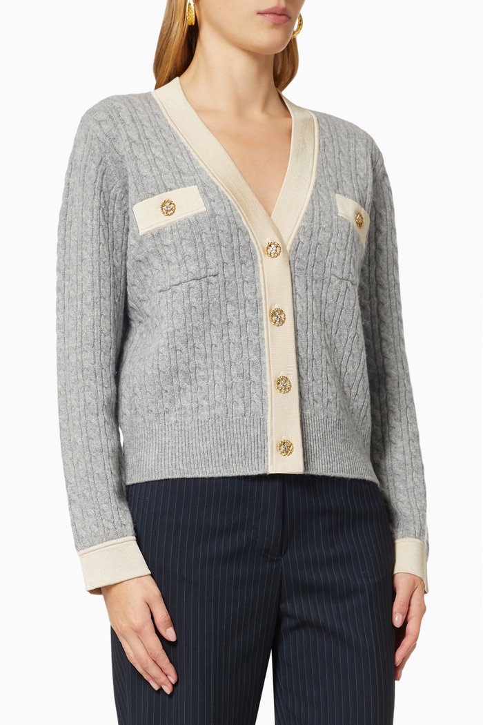 

Short Coatigan in Cable Knit, Grey