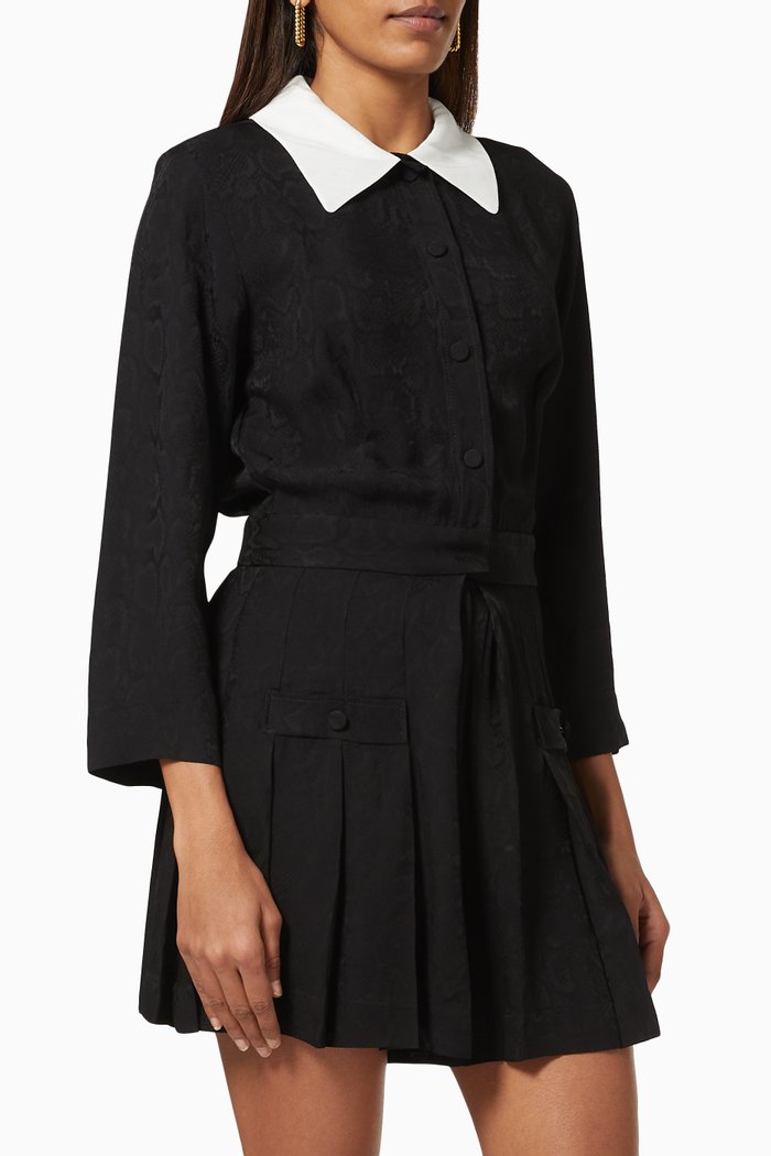 

Shirt Dress in Jacquard Viscose Blend, Black