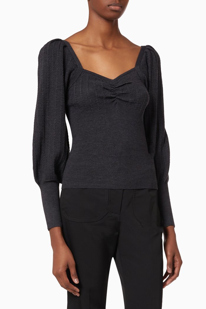 

Cropped Sweater in Wool, Grey