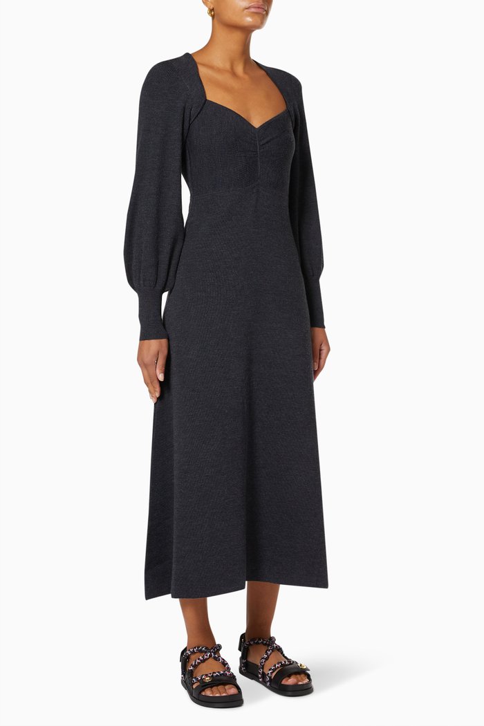Sweetheart Neckline Long Dress, Grey