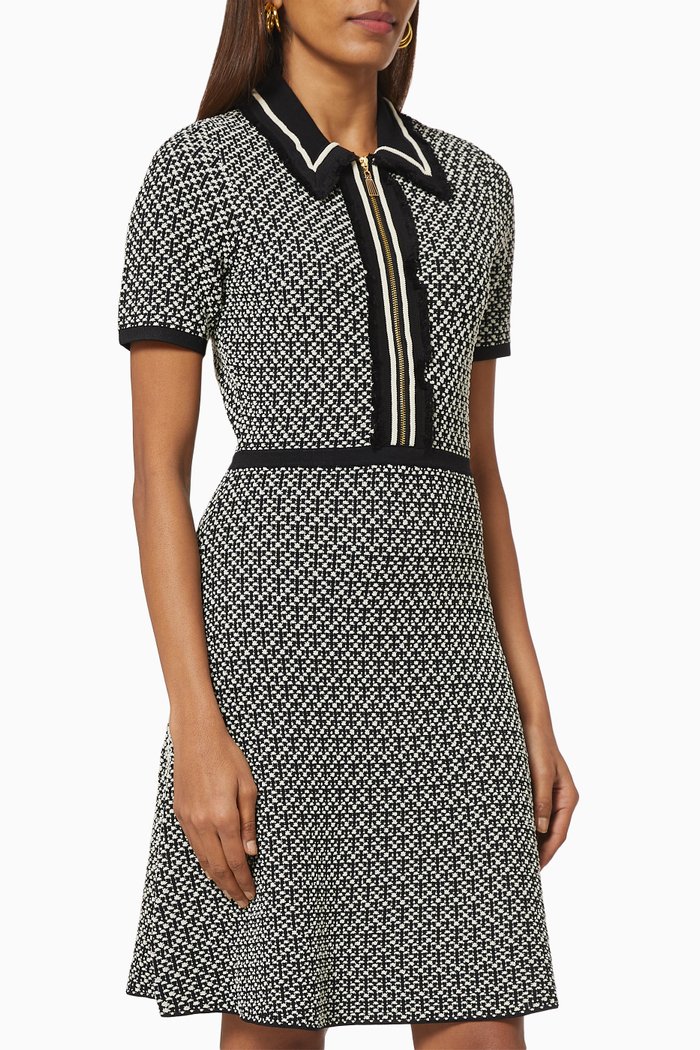 

Shirt Mini Dress in Viscose Knit, Black