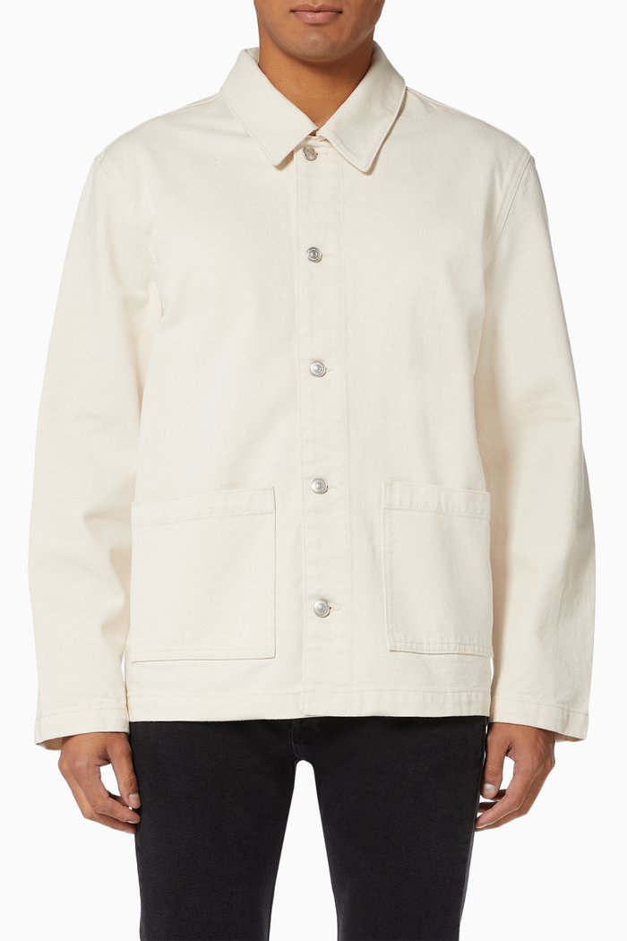 

Patch Pocket Jacket in Cotton Denim, White