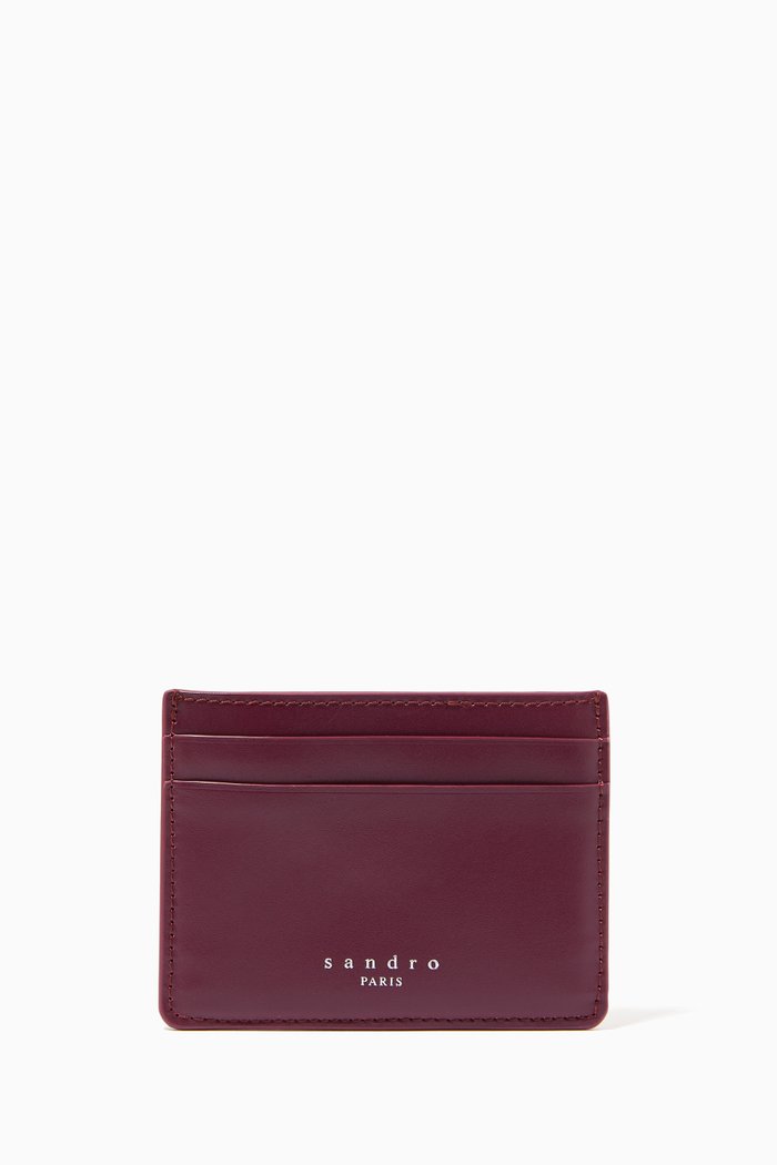 

Cardholder in Printed Leather, Burgundy
