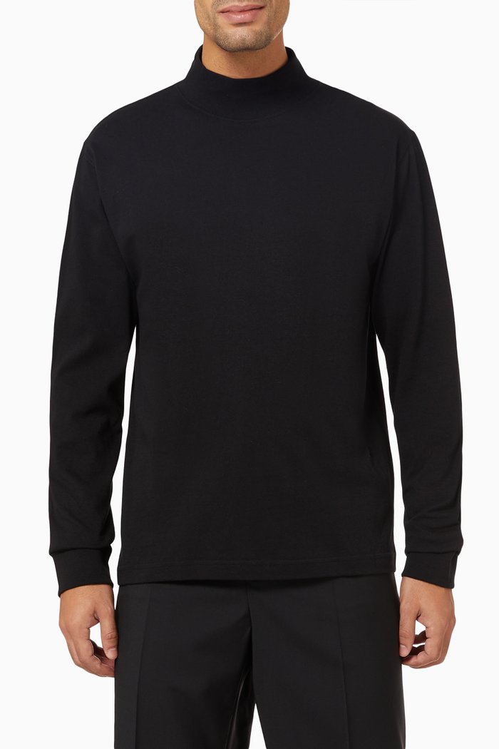 

Funnel Neck T-shirt in Cotton, Black