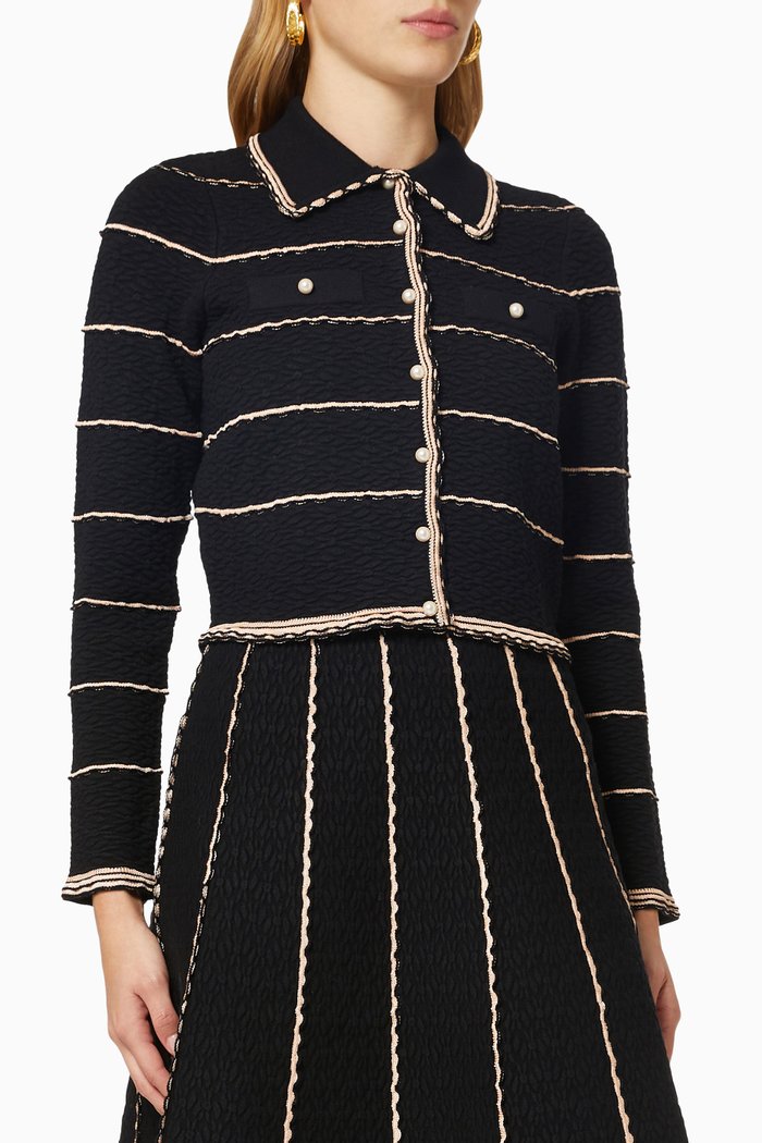 Cropped Cardigan in Viscose Knit, Black