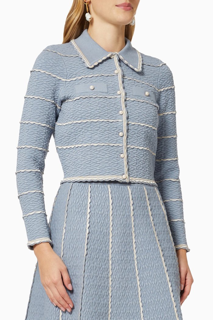 

Cropped Cardigan in Viscose Knit, Blue