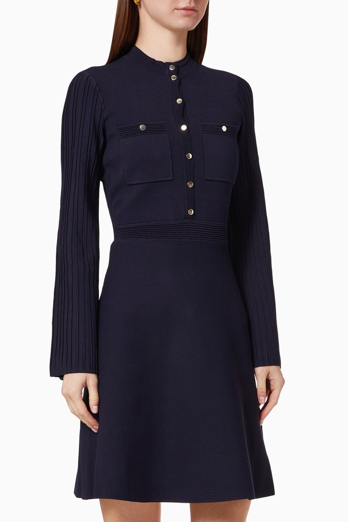 

Military Dress in Viscose Knit, Blue