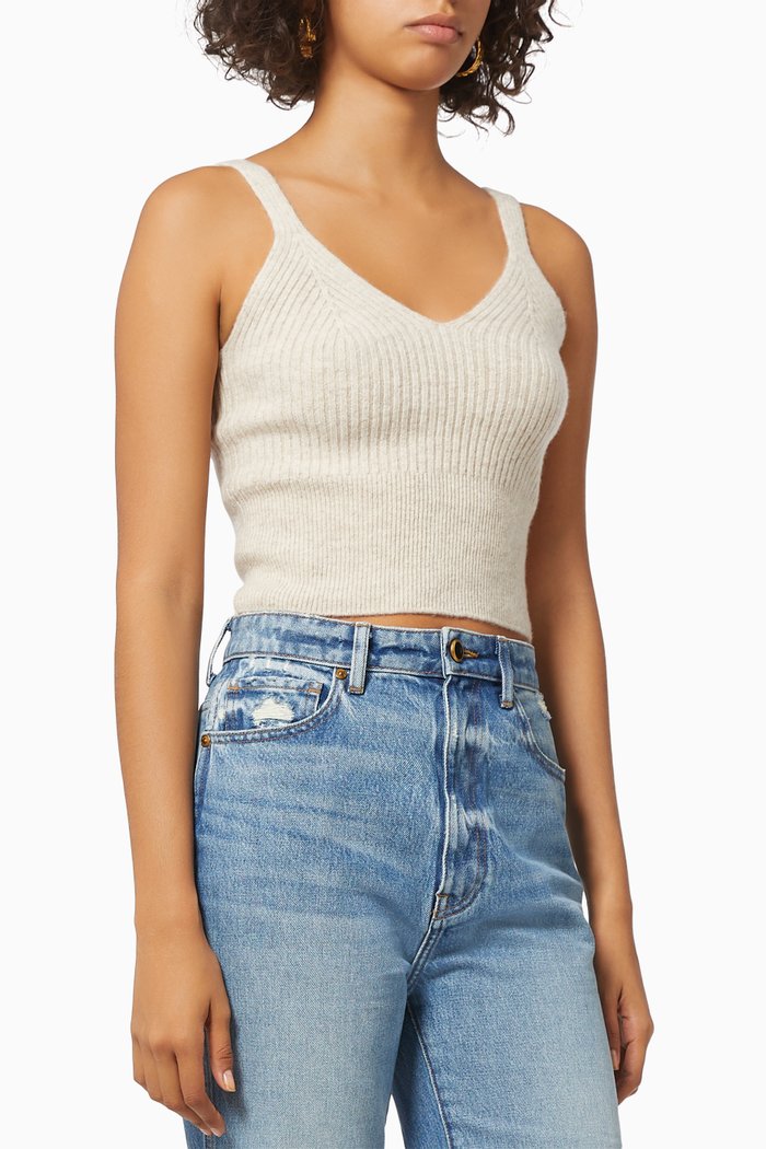 

Twiny Crop Top in Wool Knit, Neutral