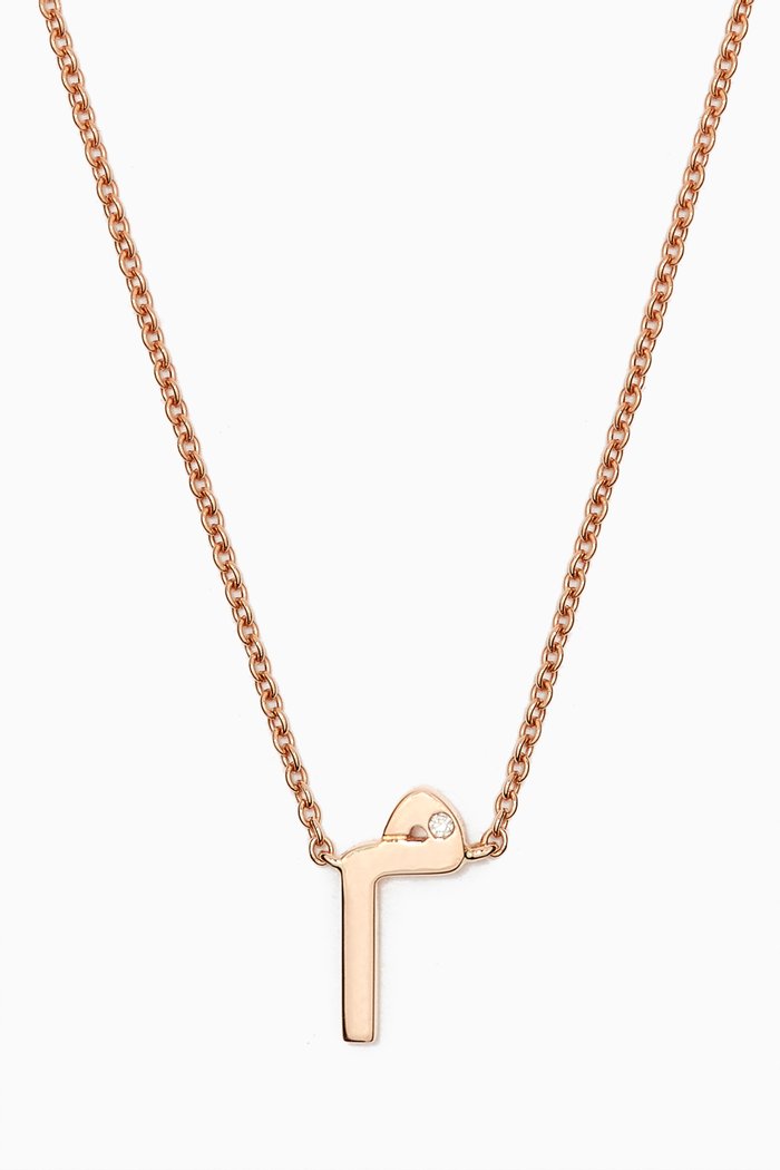 

"M" Letter Necklace with Diamond in 18kt Rose Gold
