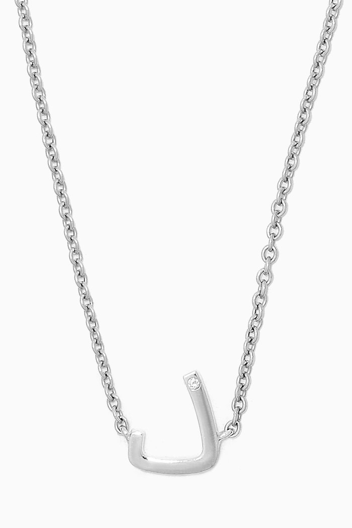 

"D" Letter Necklace with Diamond in 18kt White Gold