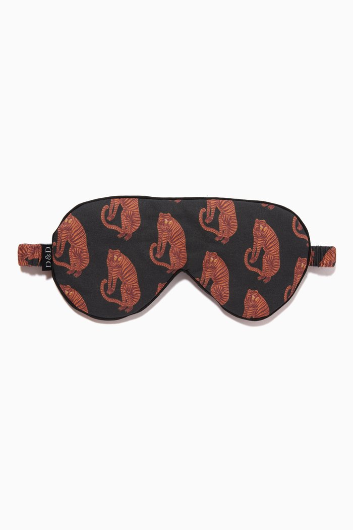 

Eye Mask in Sansindo Tiger Print Cotton, Black