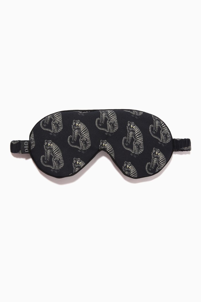 

Eye Mask in Sansindo Tiger Print Cotton, Black