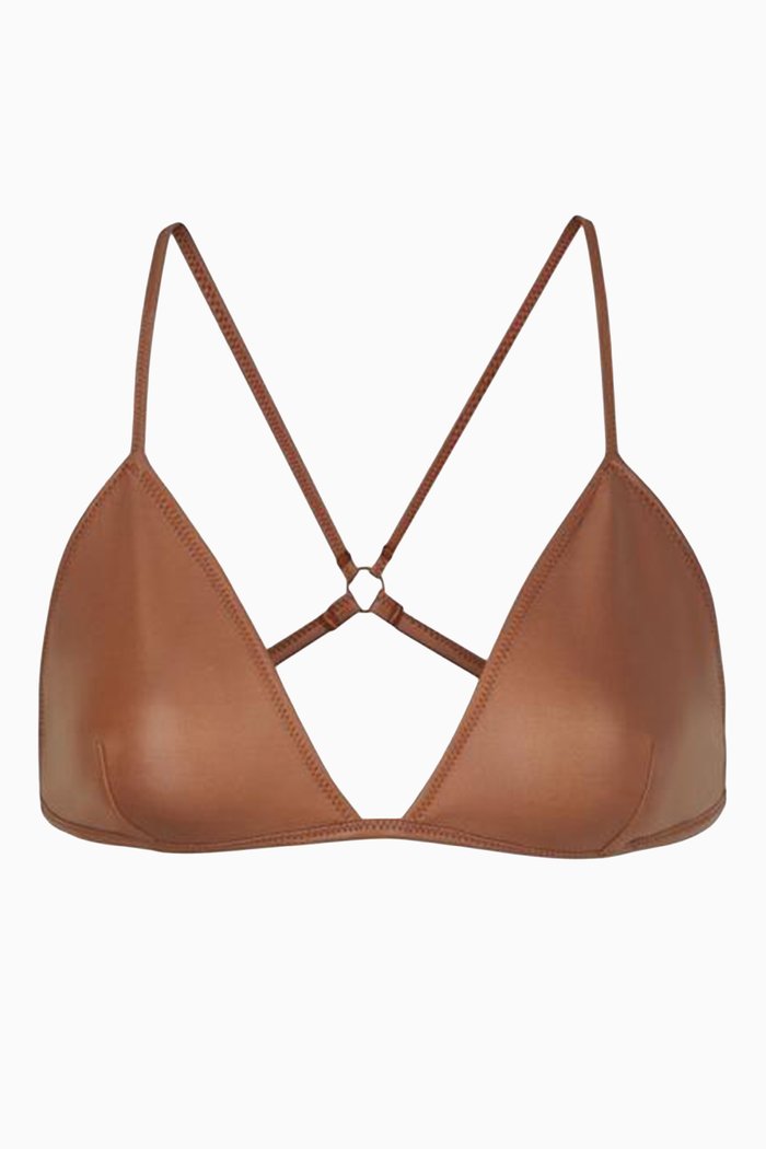 

Wet Jersey Triangle Bralette, Metallic