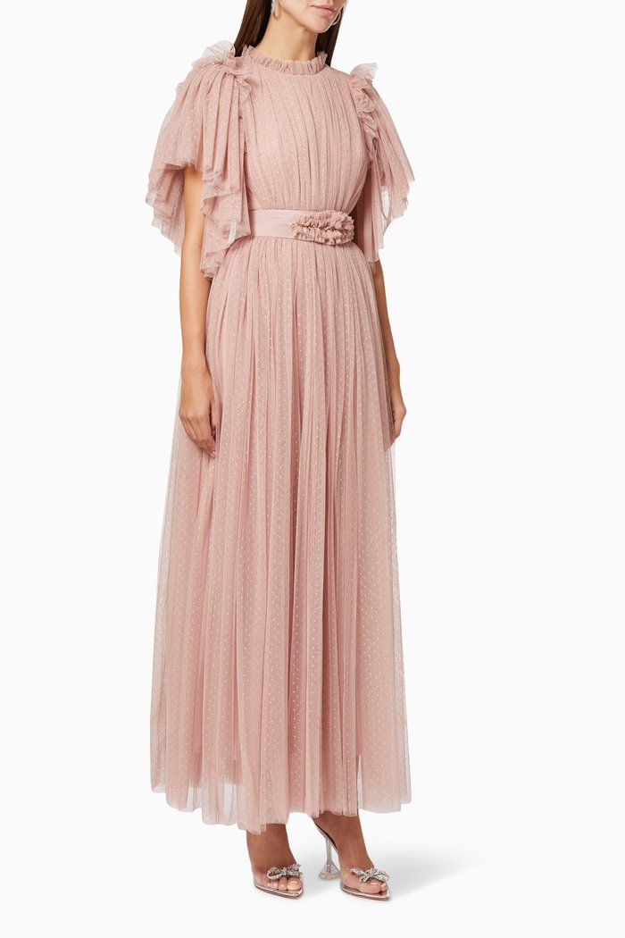 

Embroidered Tulle Dress, Pink