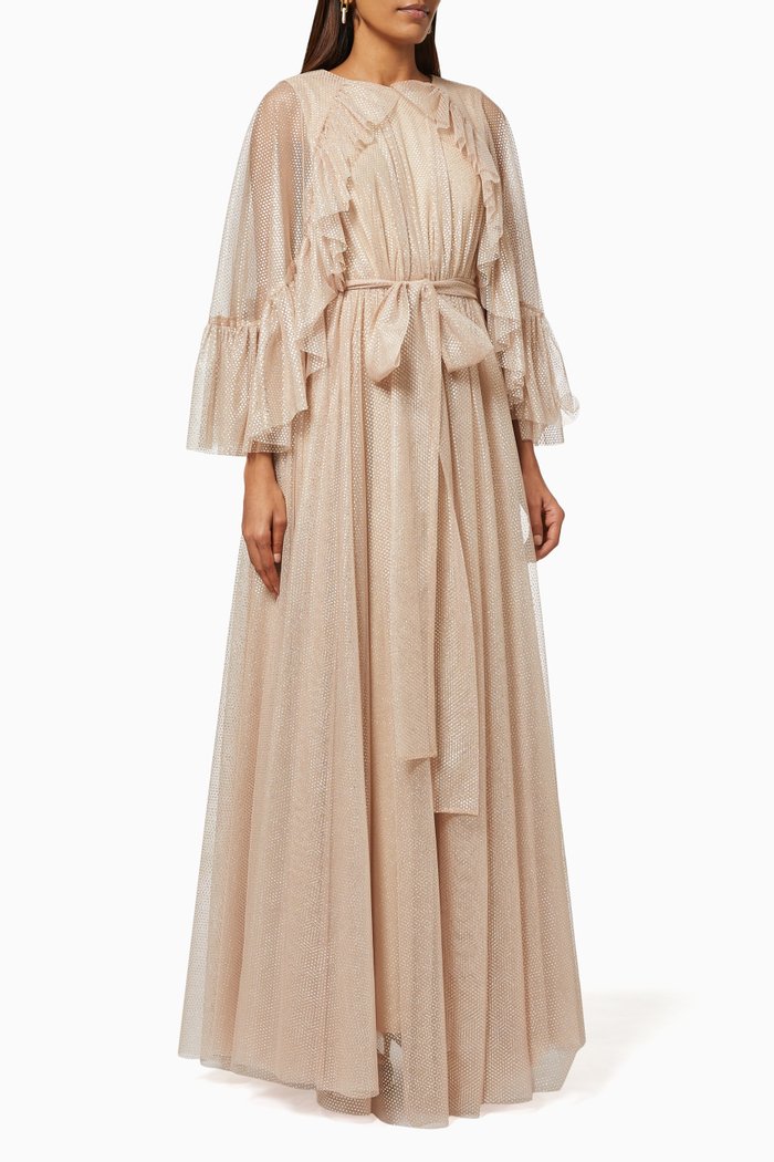 

Cape Style Dress in Shimmer Tulle, Neutral