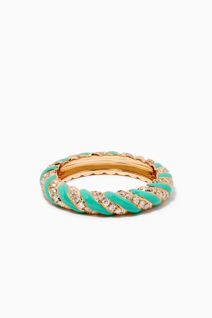 

Alliance Torsade Ring with Enamel in 9kt Yellow Gold
