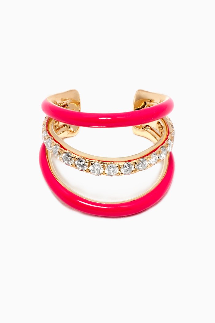3-Wire Single Ear Cuff with Diamonds in 18kt Yellow Gold