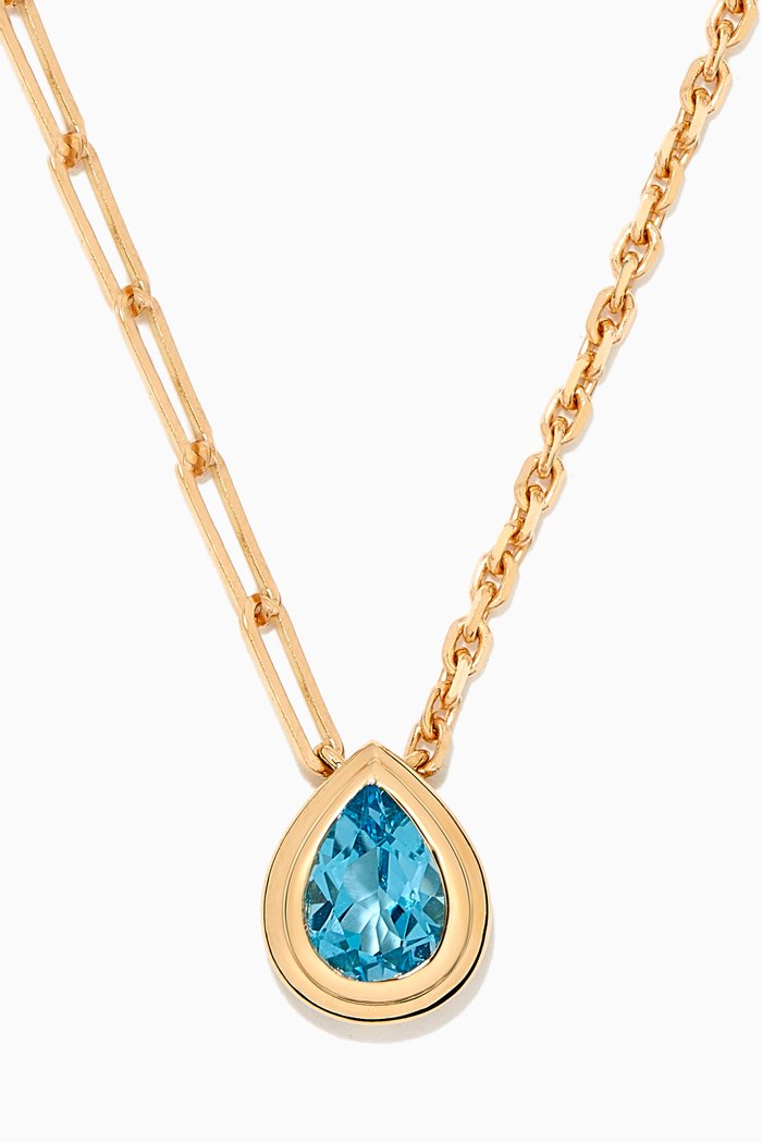 

Solitare Topaz Necklace in 18kt Yellow Gold, Blue