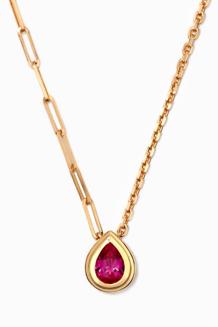 

Solitare Corundum Necklace in 18kt Yellow Gold