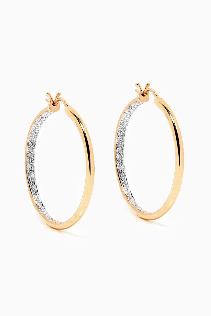 

Pair Of Creoles Diamond Hoops in 9kt Yellow Gold