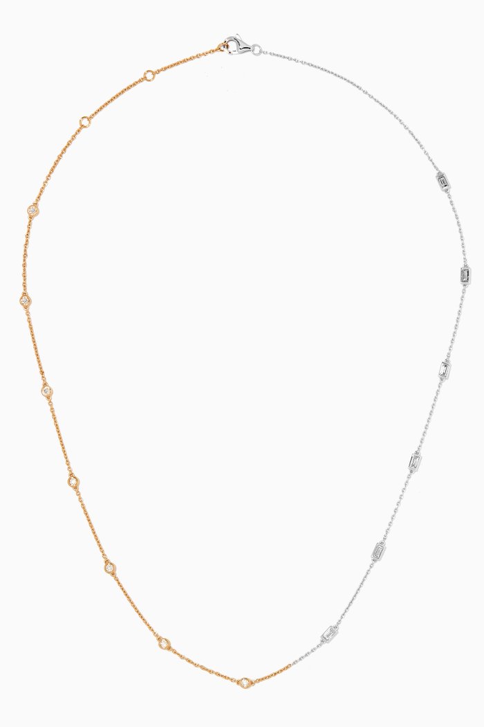 Closed Baguette Diamond Necklace in 18kt Yellow & White Gold