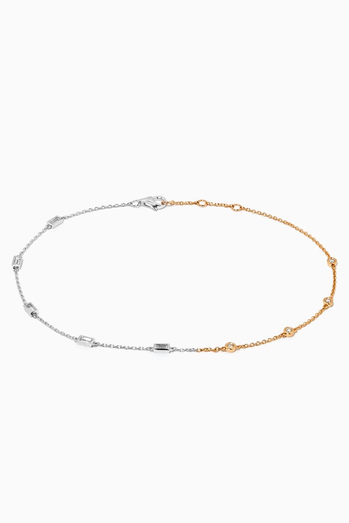 

Closed Baguette Diamond Anklet in 18kt Yellow & White Gold