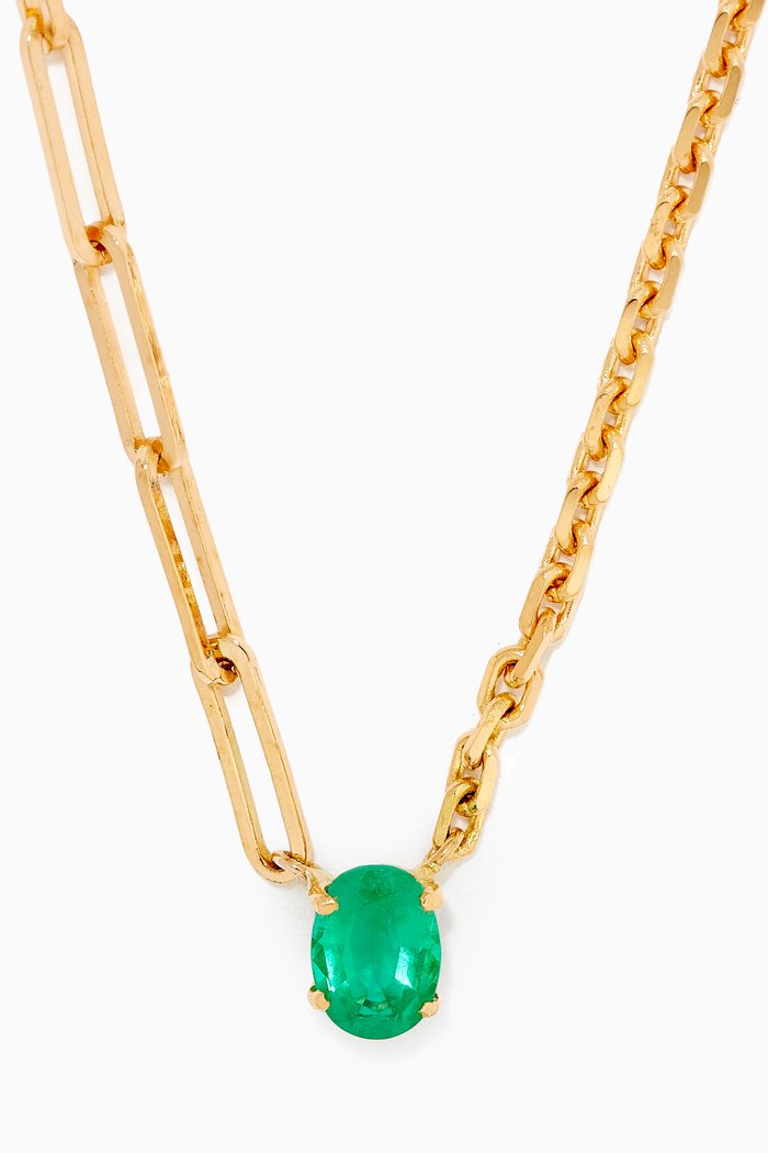 

Solitaire Emerald Necklace in 18kt Yellow Gold