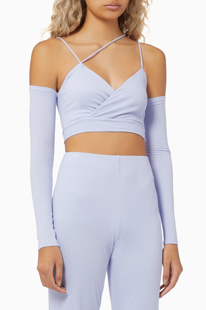 Off-shoulder Strap Top in ECOVERO™, Purple
