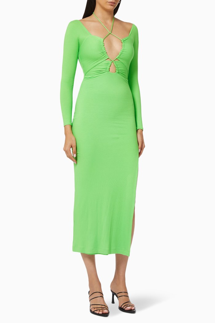 

Strap Long Sleeve Dress in ECOVERO™, Green