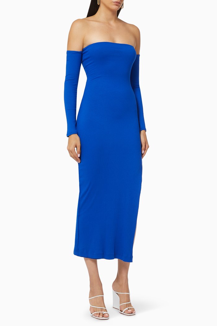 

Off-shoulder Dress in ECOVERO™, Blue