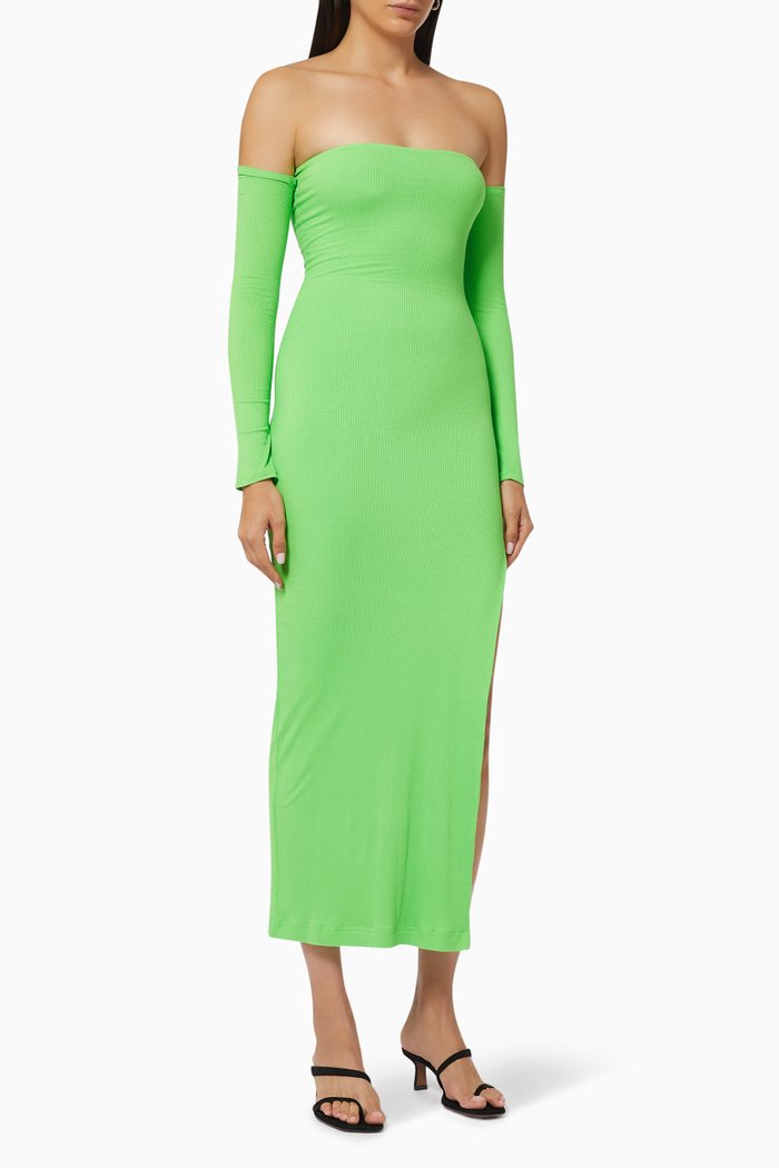 

Off-shoulder Dress in ECOVERO™, Green