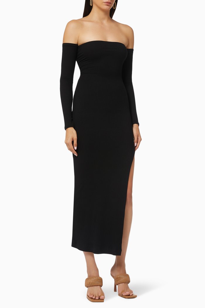 

Off-shoulder Dress in ECOVERO™, Black