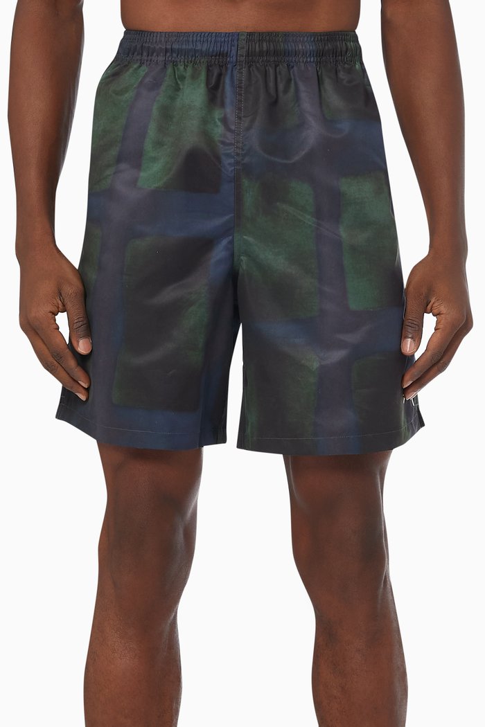 

Plaid Water Shorts in Technical Fabric, Green