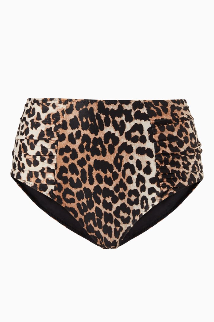 

Leopard Print Bikini Bottom in Recycled Polyester, Brown