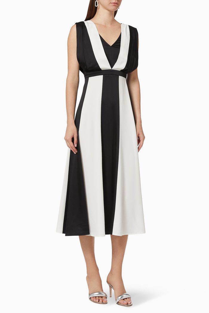 Luito Textured Dress in Envers Satin, Black
