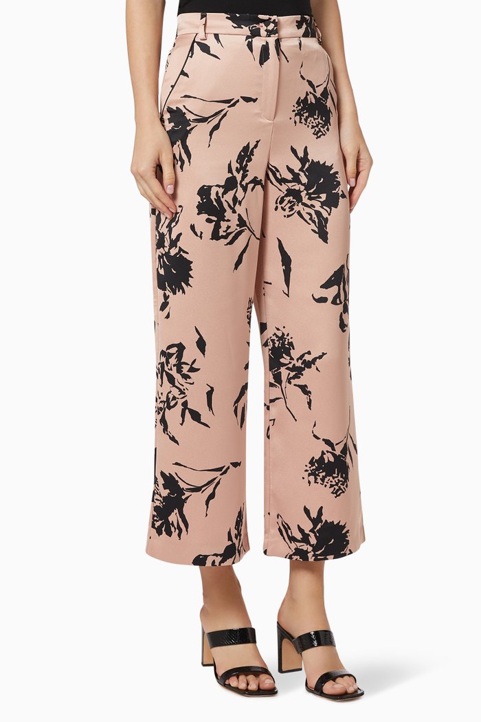 

Mecenate Floral Trousers in Envers Satin, Pink
