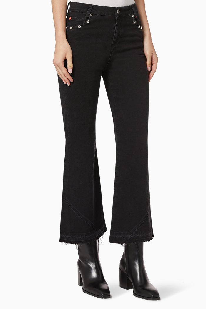 

Margaret Bootcut Jeans with Studs, Black