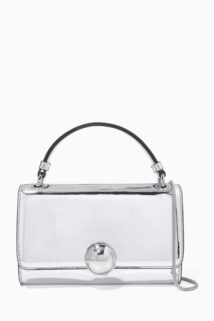 

Envelop Bag in Mirror-effect Leather, Silver
