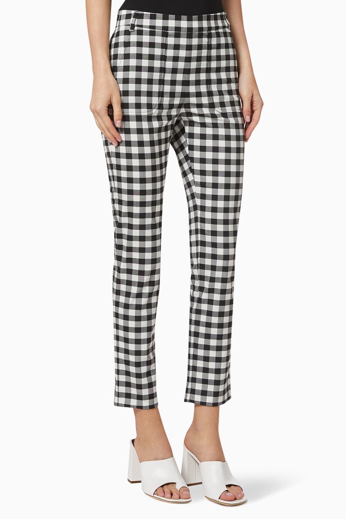 

Metro Gingham Check Slim Trousers, Black