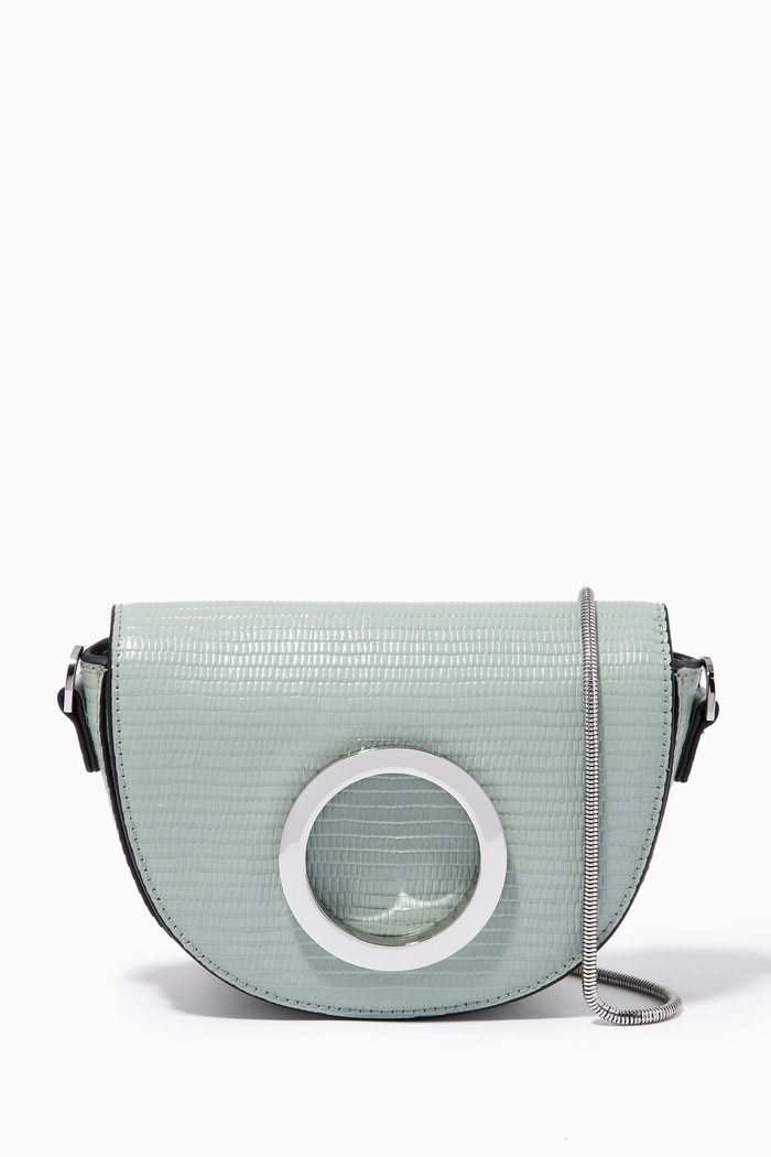 

Miniluna Crescent Bag in Leather, Green