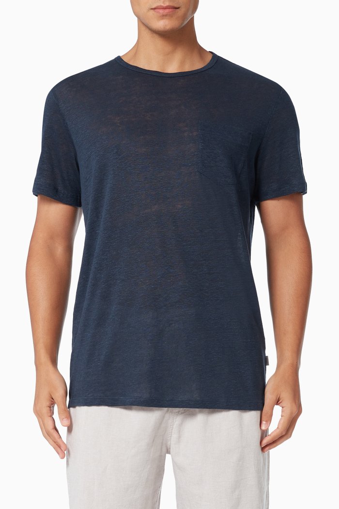 

Pocket T-shirt in Linen, Blue