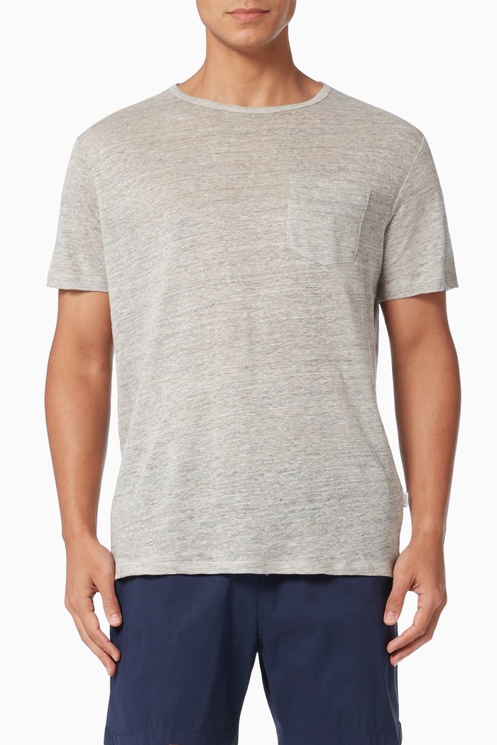 

Pocket T-shirt in Linen, Grey