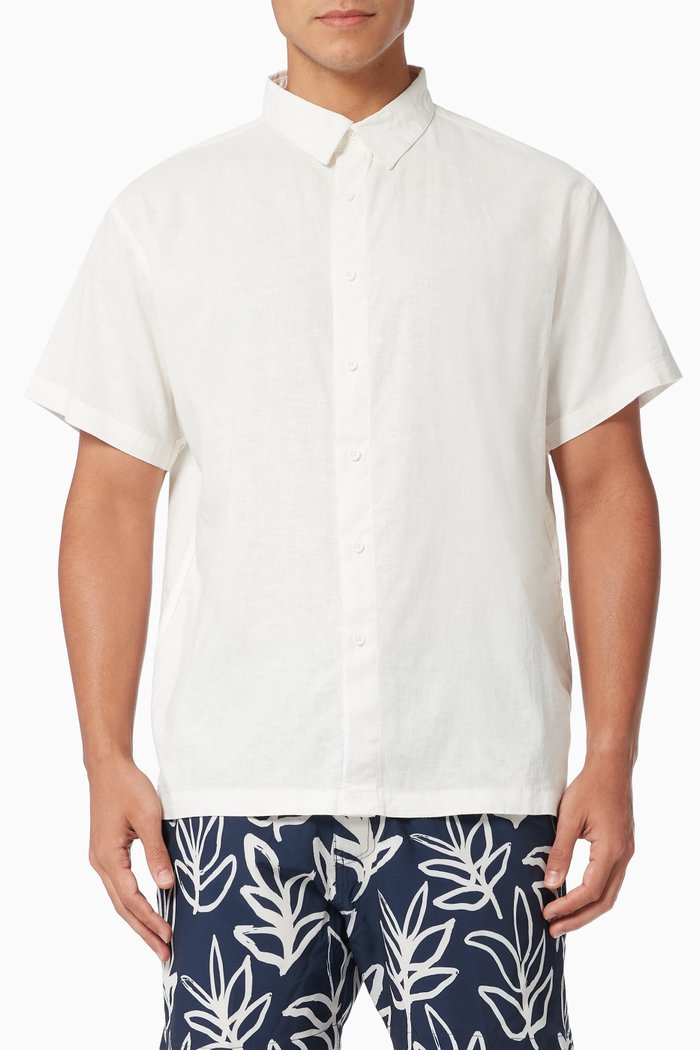 

Button-down Shirt in Stretch Linen, White